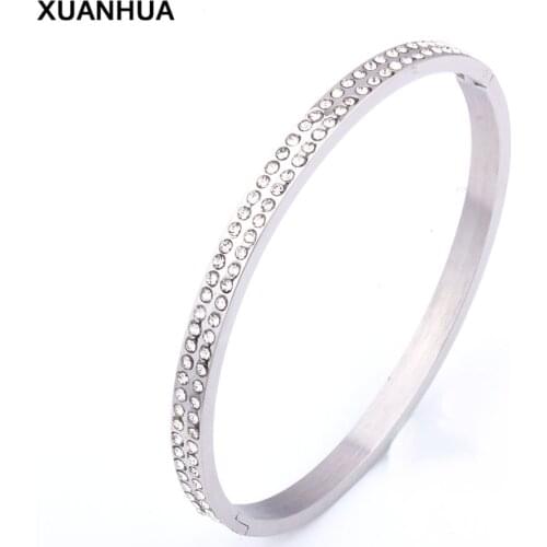 XUANHUA Friendship Bracelets For Women Stainless Steel Bracelet Female Crystal Bangle Fashion Luxury Bracelet Women Accessories
