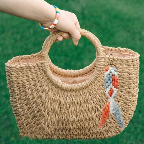 Macrame Keychain Lobster Clasp Hanging Keyrings Gift for Girls Purse Wallet