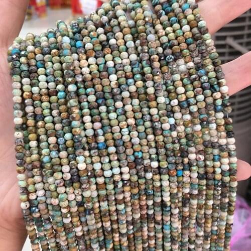 Natural Stone African Pine Small Faceted Beads for Women Jewelry Making DIY Necklace Bracelet Accessories 3x4mm 15inch