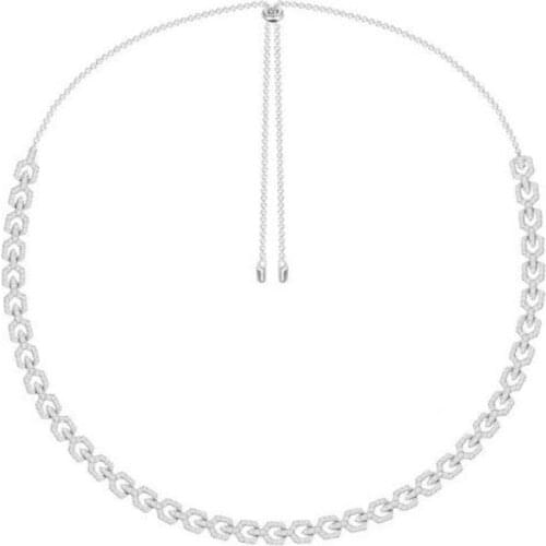 SLJELY 925 Sterling Silver Full Micro Cubic Zirconia Geometric Chain Necklace Adjustable Women Luxury Brand Design Jewelry