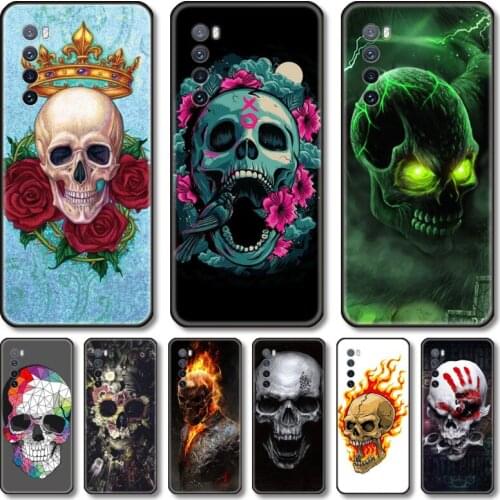 Green flower skulls Phone Case For Huawei Nova 2 3 4 5 6 7 8 SE i E Pro Lite black cell shell