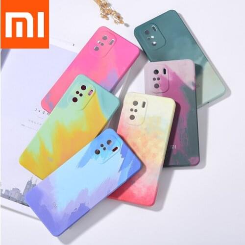 Xiaomi Redmi Note 10 pro Case Soft Liquid Silicone Watercolor Skin Protective Back Cover For Xiaomi Mi POCO F3 redmi note10 pro