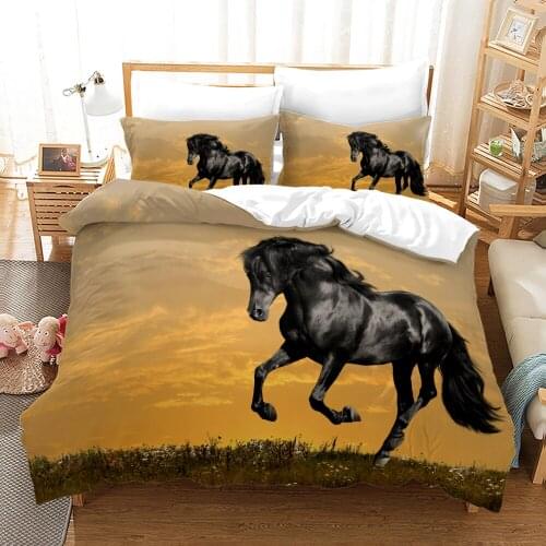 Horse Bedding Set Single Twin Full Queen King Size Animal Horses Bed Set Childrens Kid Bedroom Duvetcover Sets 3D 013