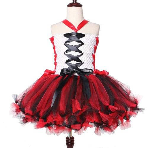 Halloween Costumes Vampire Zombie Girls Tutu Dress White And Black Red For Girls Kids Scary Monster Theme Carnival Party Dresses