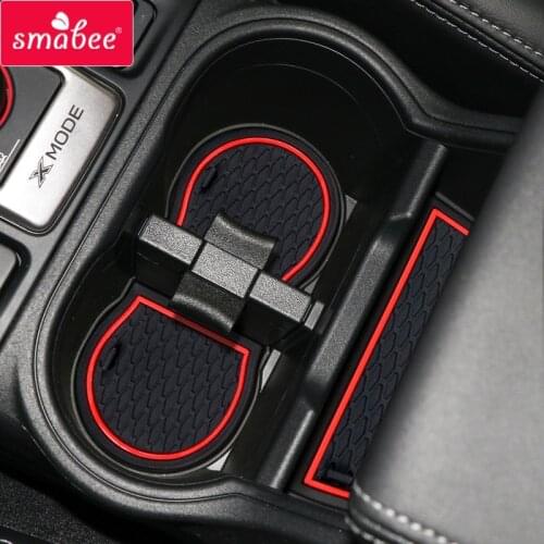 Smabee Gate Slot Mats For Subaru Forester 2019 Interior Accessories Door Pad Car Cup Holders Non-Slip Mat 17pcs RED WHITE