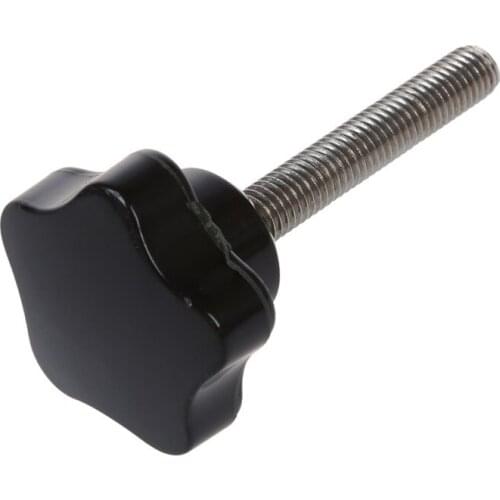 M8 X 50Mm Thread Replacement Star Hand Knob Tightening Screw Black Silver Tone
