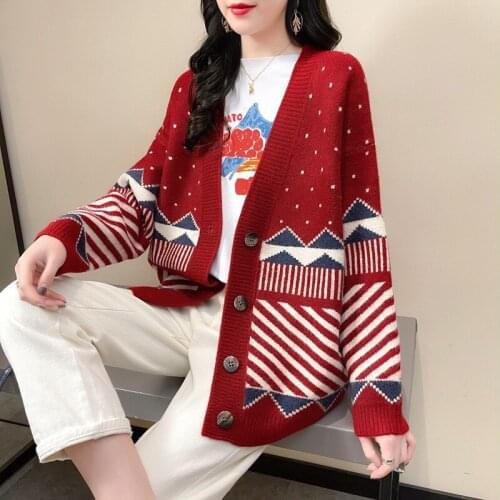 Fashion Knitted Cardigan Women Autumn and Winter 2021 Lazy Loose Outer Wear Mid-length Single-breasted Sweater Jacket NS4840