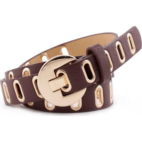 Fashionable Wild Hollow Decorative Women Leather Belt Simple Korean Version with Jeans PU Belt Female