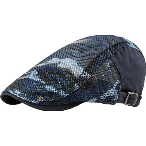 Men Summer Adjustable Camouflage Beret Hat Women Breathable Mesh Casual Cap Newsboy Detective Waiter Chef Painter Artist Gorra