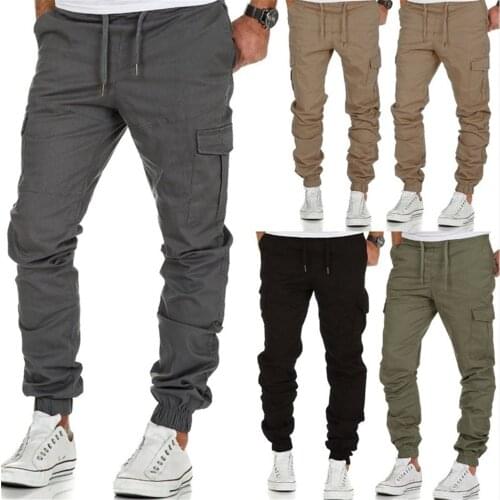 Mens Fashion Pants Drawstring Outdoor Male Casual Multi-pocket Cargo Pants Trousers Men Casual Pencil Pant Plus Size