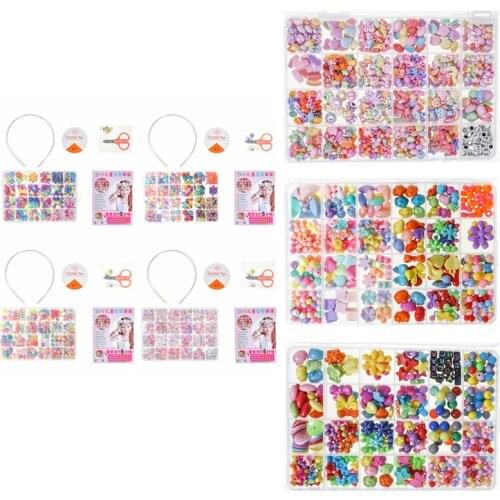 24 Grid Handmade Beaded Toys for Girls Multicolor Acrylic Beads Set DIY Bracelet Jewelry Making Bead Kit Children Creative Toys