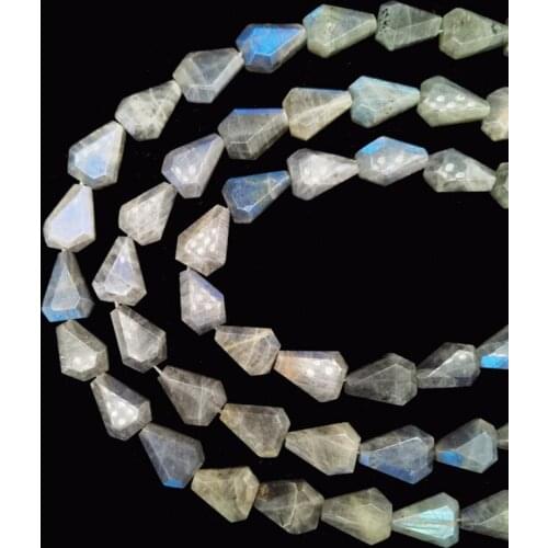 12-14X18-20mm Natural Gemstone Mineral Grey Labradorite Irregular Shape Faceted Semi-Precious Stone Loose Beads Jewelry Making