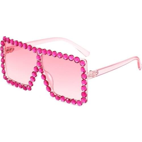 2021 New Square Frame Children Sunglasses Rhinestone Kids Sun Glasses Boy Girl Pink Blue Goggles Baby Travel Glasses UV400 Gift