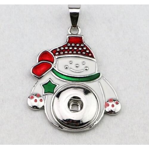 Wholesale 10styles to choose! New Design Snowman Metal Snap Button Pendant Xmas Gift Jewelry Fit 18mm Snap Button Charm Necklace