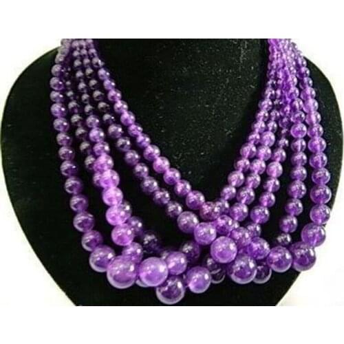 Wholesale 5 Strands 6-14mm Russican Amethyst Gemstones Round Beads Necklace 18"