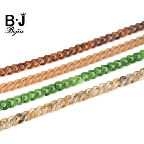 BOJIU Resin Choker Necklace Chain 1 M Multifunction Colorful Women Charm Bag Chain Fashion Big Links Decorations NK1044