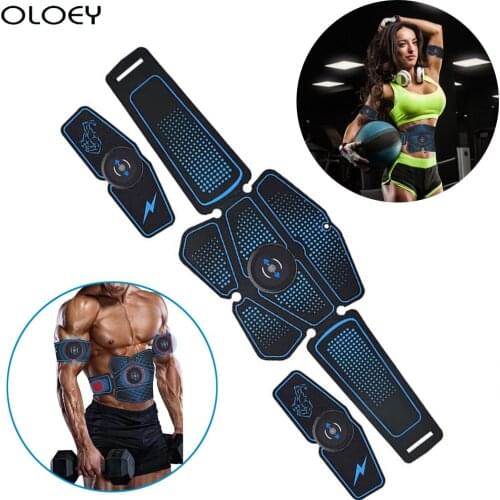 Rechargeable EMS Abdominal Muscle Stimulator Trainer ABS Electrostimulation Fitness Massager Arm Abdomen Muscular Gym Tools