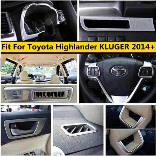 Dashboard Frame / Door Handle Bowl / Steering Wheel Panel Cover Trim ABS Accessories For Toyota Highlander / KLUGER 2014 - 2019