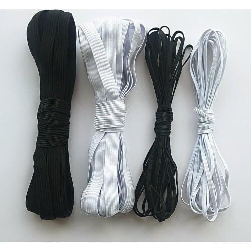 5 Yards 3/6/8/10/12MM White/black Nylon High Quality Elastic Bands Garment Trousers Sewing Accessories DIY LPS01