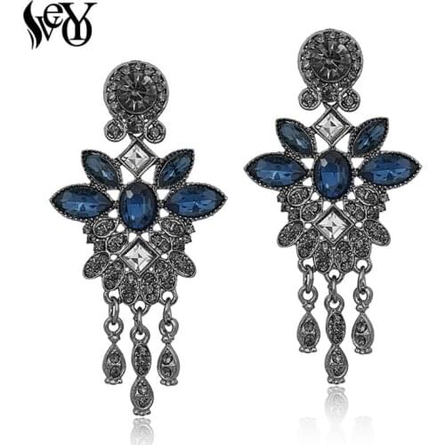 VEYO Rhinestone Drop Earrings Crystal Earrings For Women Flower Shape High Quality Brincos Pendientes