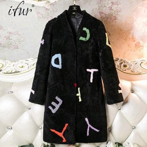 2017 women natural sheep Shearling jacket long style fashion color elegant lady high quality winter fur coat CRJ008