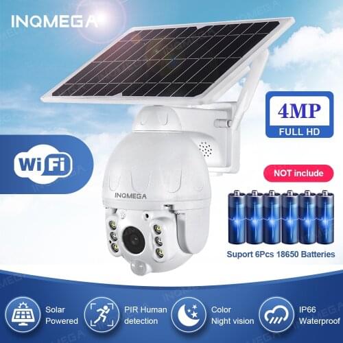 INQMEGA 4MP HD WIFI Solar Camera PIR AI Function Day and Night Full Color, Sound and Light Alarm Split Design Installation