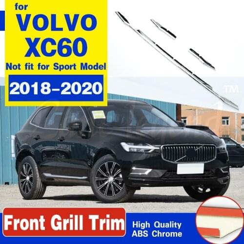 Car Styling 3pcs for Volvo XC60 XC 60 2018-2020 stainless steel Front Bumper Lower Part Grille Molding Trims Strips Accessories