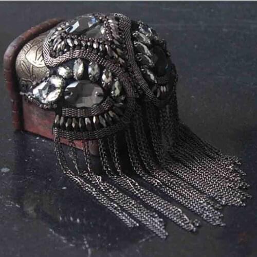 Rhinestones Beaded Crystal Shoulder Badge collar fringe stickers fashion tide performance personalized clothing accessories