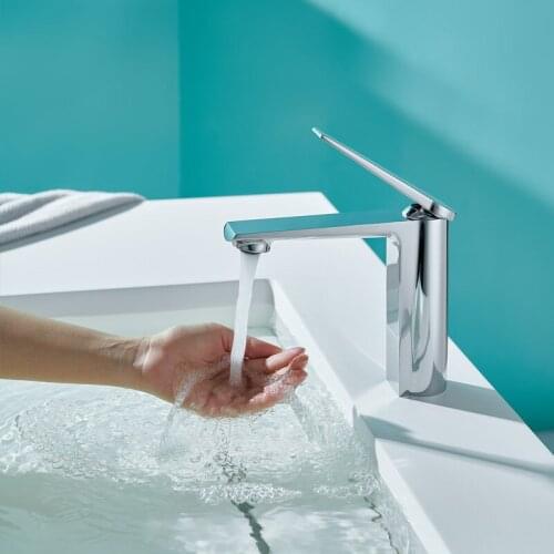 Bathroom Sink Faucet Modern Basin Mixer Tap Chrome Single Handle One Hole Lavatory Faucet Wash Basin Faucet Brass Deck Mount