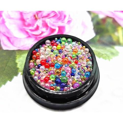 1 Box 0.6-3mm Mini Bubble Ball Beads Bottom Colorful Pink Crystal Glass Beads For DIY UV Resin Filling 3D Nail Art Decorations