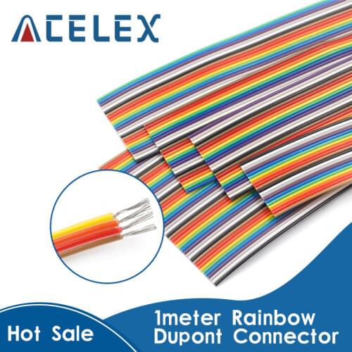 1Meter 10P/12P/14P/16P/20P/26P/34P/40P/50P 1.27mm PITCH Color Flat Ribbon Cable Rainbow DuPont Wire for FC Dupont Connector
