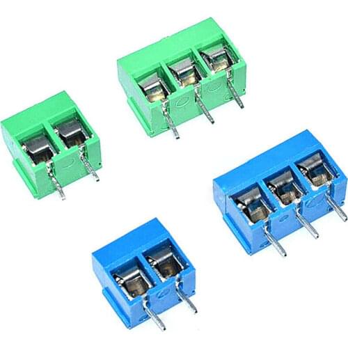 10Pcs/lot KF301-5.0MM 2P KF301-3P Pitch 5.0mm Straight Pin 2P 3P 4P Screw PCB Terminal Block Connector Blue Green