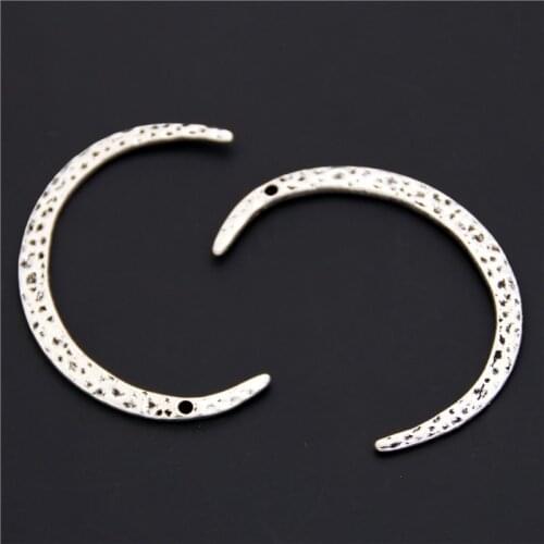 10PCS Alloy Hanging Charms Silver Color Moon Pendant Retro Jewelry Making Handmade Bracelet Craft A1026