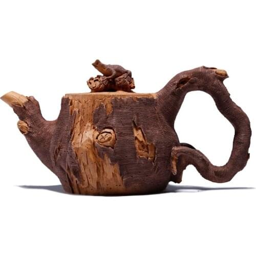 180ml Authentic old purple clay pot Chinese Manual custom tea pot set Lizard pottery bamboo section stump zisha teapot Gift