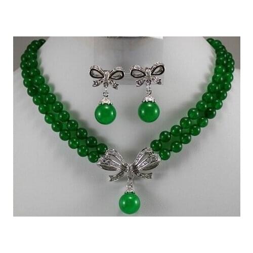 2 row 8mm green/purple jade/Amethyst/tiger eye stone necklace earrings