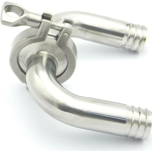 304 Stainless Steel 45mm OD Hose Barb Sanitary Elbow Pipe Fitting 64mm Feerule OD + 2" Tri Clamp + Silicon Gasket