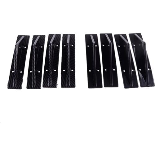 4Pcs ABS Black/ Carbon Fiber Black Fit for Universal Car Rear Bumper Curved Addon Wing Lip Diffuser Protector Shark Fin Spoiler