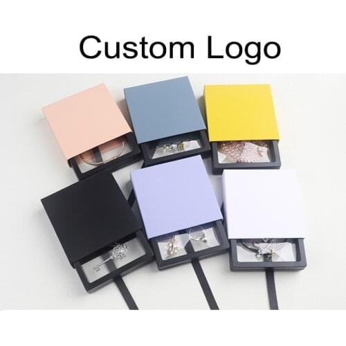 5Pcs/lot Custom Logo High Quality Paper Jewelry Boxes Printed Logo Jewelry Gift Boxes Earring Necklace Bracelet Ring Boxes