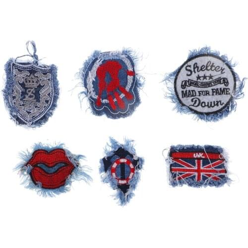 6Pcs/Pack Embroidered Sew On Patches DIY Fabric Badge for Bag Hat Clothes Appliques