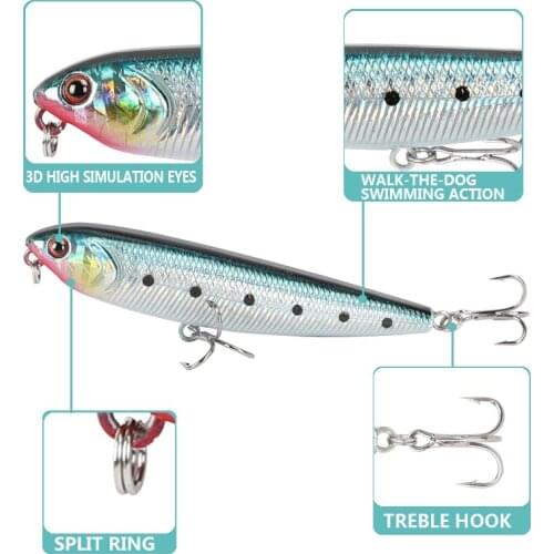 AI-SHOUYU 1pc 80mm 7.6g Pencil Crankbait Hard Bait Tight Wobble Slow Floating Jerkbait High Quality ABS Material Fishing Lure