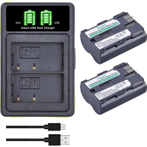 For Canon BP511A BP-511 BP 511 Battery Pack + Dual charger for Canon EOS 50D, 40D, 30D, 20D, 10D, D60, D30, Pro90 IS, Pro1, G1