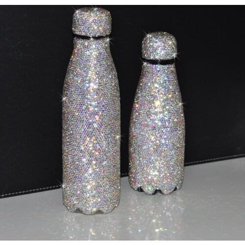 Diamond encrusted thermos thermos cup tumbler vacuum bottle coffee cup stainless steel shiny portable lovely hot water cup Fairy