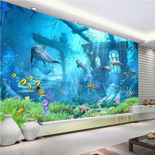 Beibehang Large Custom Wallpaper Mural Underwater World 3D 3D Underwater World Background Wall papel de parede 3d