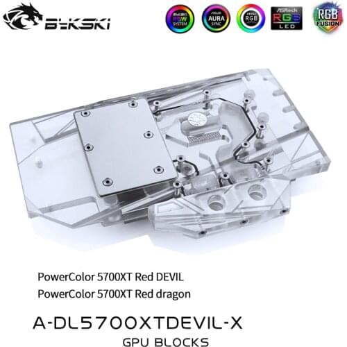 Bykski A-DL5700XTDEVIL-X GPU Water Cooling Block For Dataland Power Colour 5700XT Red Devil Computer Component Heat Dissipation