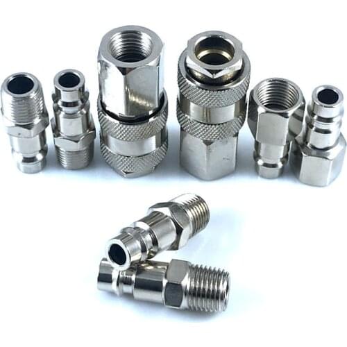 8pcs European Style 1/4''NPT Quick Coupling Male and Female Set Connector Kit Coupler Air Hose Pneumatic Fitting
