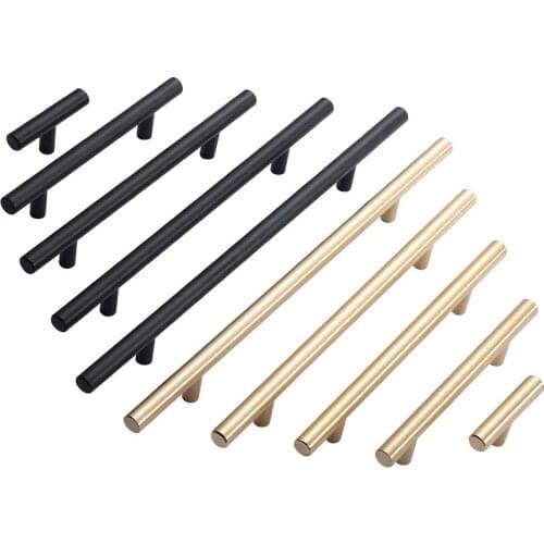 Brushed Black Gold Straight Cupboard Handles Knobs Stainless Steel Brushed Black Gold Kitchen Door Handles Cabinet Pull