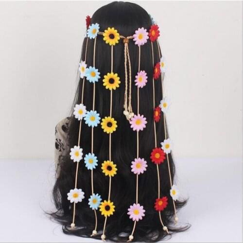 Daisy Hippie Headbands Boho Imitation Vine Headwear Girls Headpiece Hippie Hair Accessories For Girls Sunflower Headband Flower