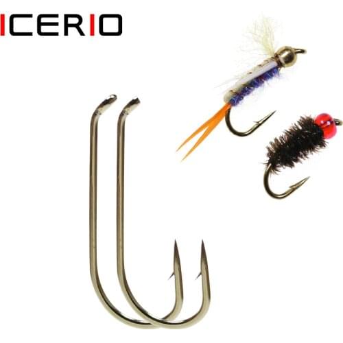 ICERIO 100PCS 200PCS Standard Fly Tying Hook With Barb Nymph Dry Fly Wet Fly Tying Hook 8#~22
