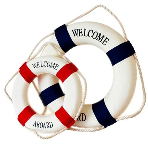 Nautical Style Welcome Decorative Red Blue Life Buoy Home Marine Beach Wall Decoration