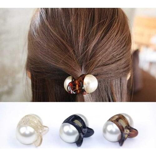 Korean Sweet Mini Round Pearl Hairpins For Women Girls Hair Claw Barrettes Hair Crab Clips Styling Make UP Tool Hair Accessories